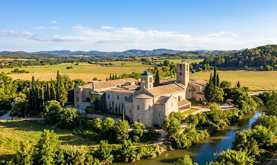 Vista del Monestir de Sant Benet de Bages y el entorno natural del municipio